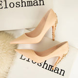 METAL FLOWER POINTED HIGH HEELS WEDDING SHOES