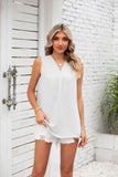 SOLID COLOR V-NECK LOOSE CHIFFON SLEEVELESS VEST