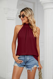 SOLID COLOR LACE KNIT VEST T-SHIRT