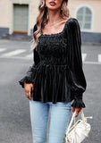 VELVET LONG SLEEVE SHIRT TOP