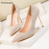 SHINY HIGH-HEELED POINTED THIN HEELS SHOES
