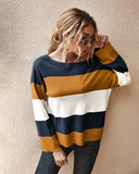 CLASSY WOMEN CONTRAST STRIPED SWEATER