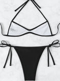SEXY TETHER HALTER PLEATED BEACH BIKINI