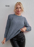 STYLISH SOLID COLOR VERSATILE TOP ROUND NECK SWEATER