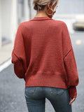 FASHION V-NECK BUTTON SOLID COLOR CARDIGAN SWEATER COAT
