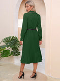 SLIM-FIT LONG SLEEVE PLEATS DRESS