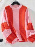 Casual Loose Contrast Striped Sweater