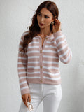 CLASSY SINGLE BREASTED STRIPED CARDIGAN SWEATER