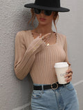 FASHION SOLID COLOR BUTTON PULLOVER SWEATER