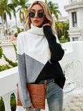 CLASSY SPLICED PLAID LOOSE SWEATER