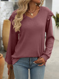 Loose Casual V-neck Long Sleeve T-shirt