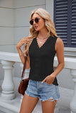 V-NECK LACE STITCHING SLEEVELESS VEST T-SHIRT