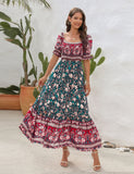 BOHEMIAN BEACH PRINT HOLIDAY LONG DRESS