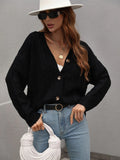 FASHION LOOSE BUTTON SOLID COLOR TWISTED ROPE SWEATER