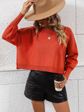 FASHION ROUND NECK SOLID COLOR LOOSE PULLOVER SWEATER