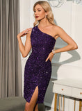 SEXY ONE SHOULDER SEQUINED DRESS