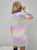Rainbow Tie-dyed Long Sweater Coat
