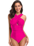 SEXY CROSS-GATHERED ONE-PIECE SWIMSUIT