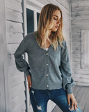 CLASSY LONG SLEEVE V-NECK KNITTED CARDIGAN SWEATER