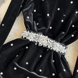 Pearl Embellishments Black Velvet Dress