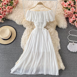 Light Blue Off-Shoulder Ruffled Summer Dress
