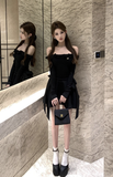 Stylish Long - Sleeve Mini Dress with Off - the - Shoulder Design