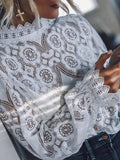 White Lace Scalloped Edges Blouse