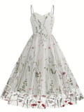 Embroidery Mesh Floral Summer A Line Party Dress