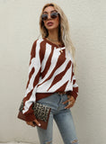 Women Round Neck Striped Sweater