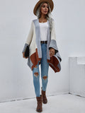 FASHION PLAID LOOSE KNIT CARDIGAN COAT SWEATER