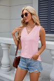 V-NECK LACE STITCHING SLEEVELESS VEST T-SHIRT