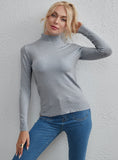 FASHION SOLID COLOR TOP SLIM TURTLE NECK SWEATER