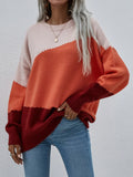 FASHION LOOSE ROUND NECK STRIPED SWEATER