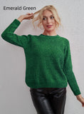 STYLISH SOLID COLOR VERSATILE TOP ROUND NECK SWEATER