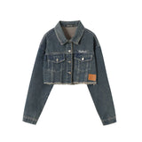 Short Raw Lapels Denim Jacket