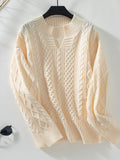 Solid Color Twisted Loose Long Sleeve Sweater