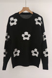 Women Flower Round Neck Sweater