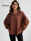 CLASSY ROUND NECK KNITTED LOOSE SPLIT PULLOVER SWEATER