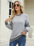 CLASSY STRIPED LONG-SLEEVED ROUND NECK KNITTED PULLOVER SWEATER