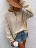 FASHION SOLID COLOR PULLOVER V-NECK SWEATER