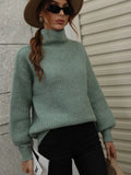 FASHION SOLID COLOR PULLOVER LOOSE TURTLE NECK SWEATER