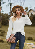 SPLICED ROUND NECK LONG SLEEVE T-SHIRT