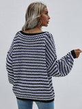 STYLISH PULLOVER STRIPED V-NECK SWEATER