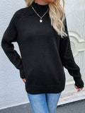 CLASSY SOLID COLOR TURTLENECK PULLOVER LOOSE SWEATER