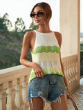 FASHION LOOSE HOLLOW SPLICING HALTER TOP