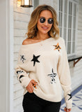 Round Neck Star Long Sleeve Sweater