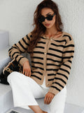 CLASSY SINGLE BREASTED STRIPED CARDIGAN SWEATER
