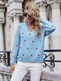 STYLISH V-NECK PLUS SIZE LOOSE PULLOVER SWEATER
