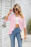 SOLID COLOR CROPPED SLEEVES RUFFLED COAT JACKET