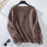 Solid Color Button Loose Lantern Sleeve Sweater Coat